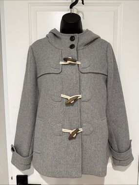 Gap Wool Blend Short Duffle Hooded Toggle Coat
